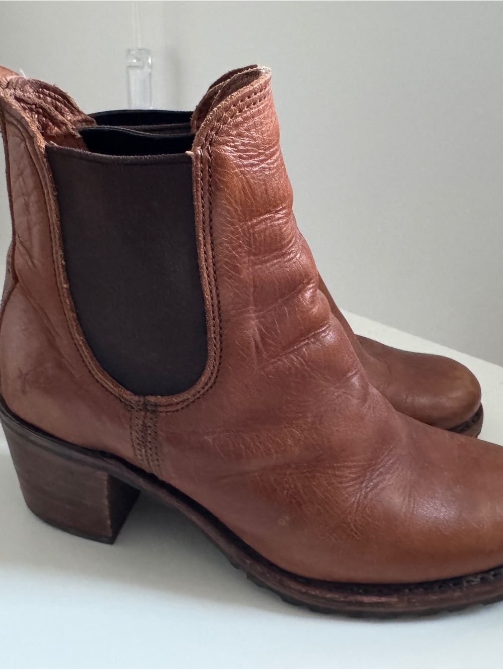 Frye Cognac Leather Chelsea Ankle Boots